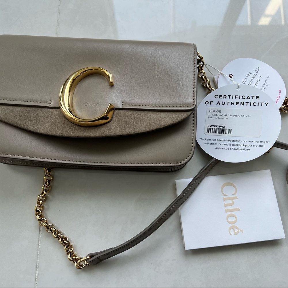 Chloe calfskin suede clutch purse